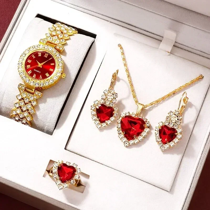 Jewelry Like Watches - 여성용 골든 럭셔리 시계 반지 목걸이