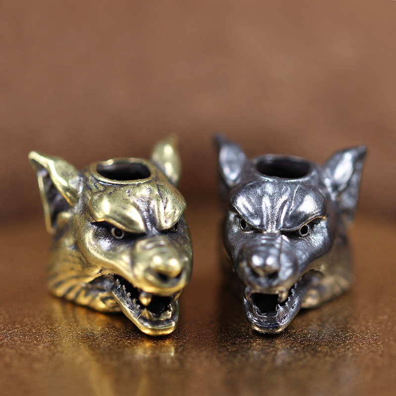 동물 늑대 전사 머리 조각 황동 Paracord 구슬  - Wolf Jewelry & Watches Tampa Reviews 리뷰 및 가격