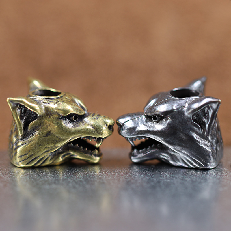 동물 늑대 전사 머리 조각 황동 Paracord 구슬  - Wolf Jewelry & Watches Tampa Reviews 리뷰 및 가격