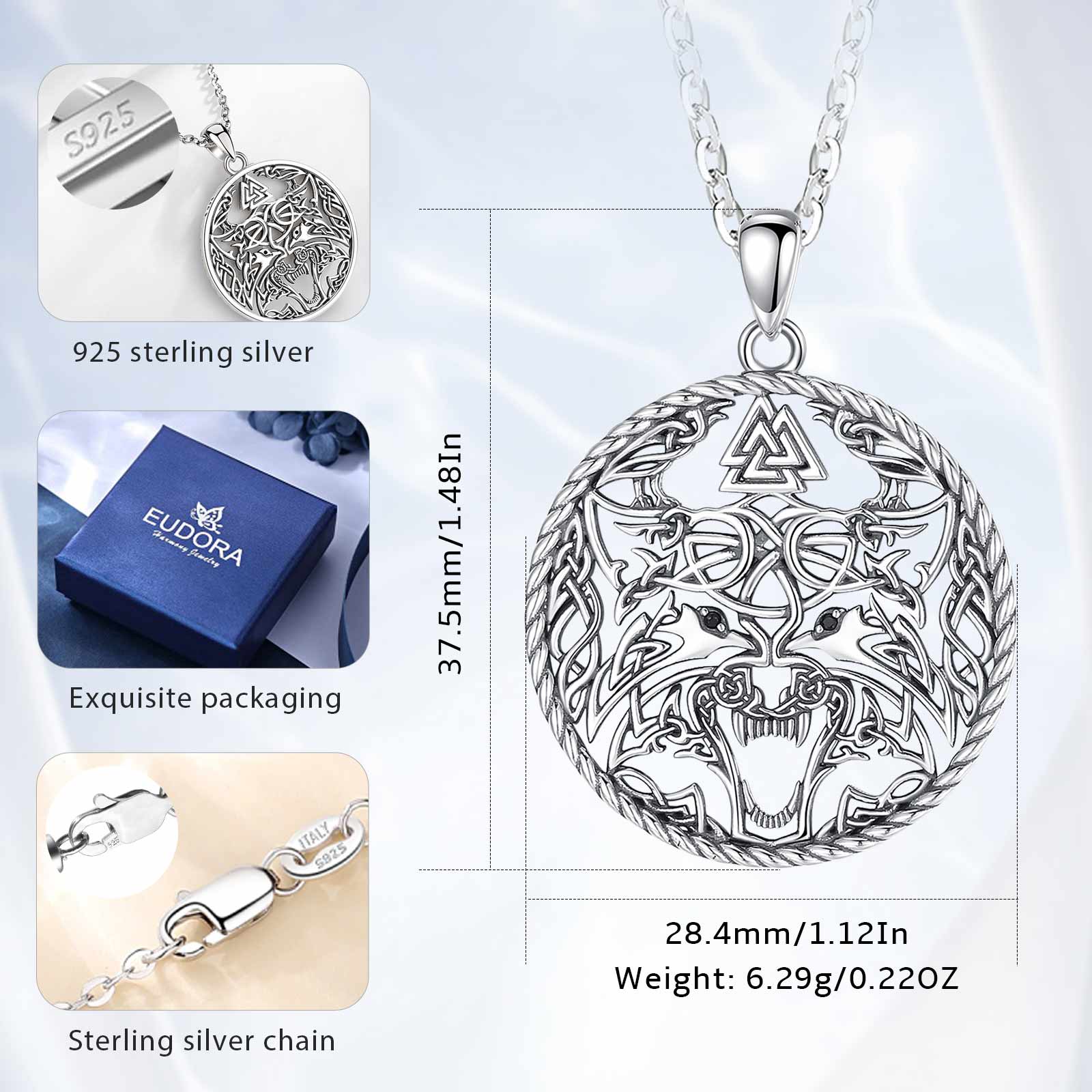 Eudora 925 스털링 실버 바이킹 늑대 목걸이 오 - Wolf Jewelry & Watches Tampa Reviews 리뷰 및 가격