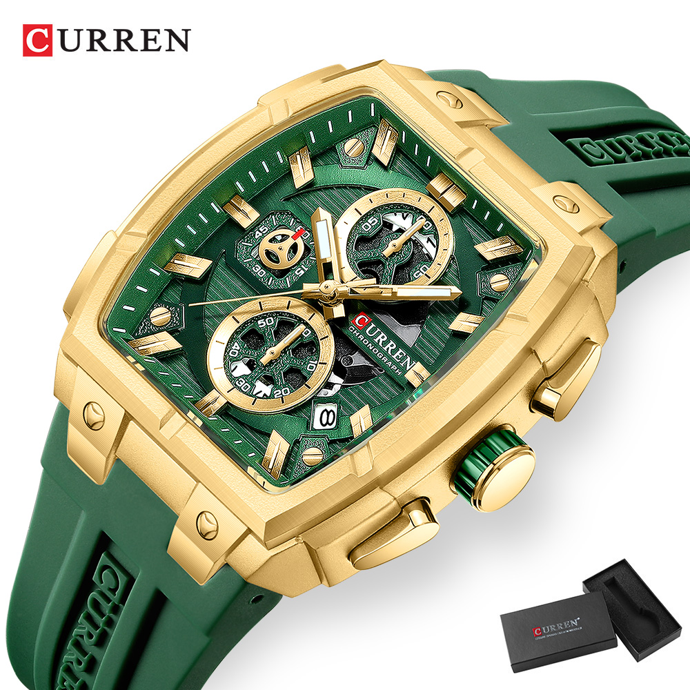 CURREN 남성용 럭셔리 빈티지 시계, 실리콘 스트랩 - Jewellery Watches 리뷰 및 가격