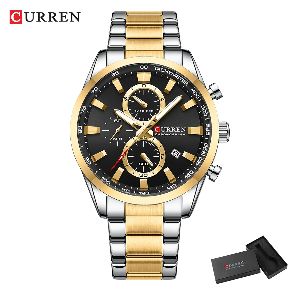 CURREN 캐주얼 쿼츠 크로노 스포츠 시계 남성용 브 - Jewellery Watches 리뷰 및 가격