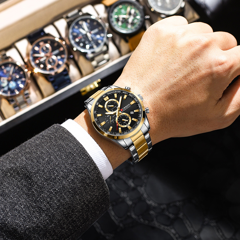 CURREN 캐주얼 쿼츠 크로노 스포츠 시계 남성용 브 - Jewellery Watches 리뷰 및 가격