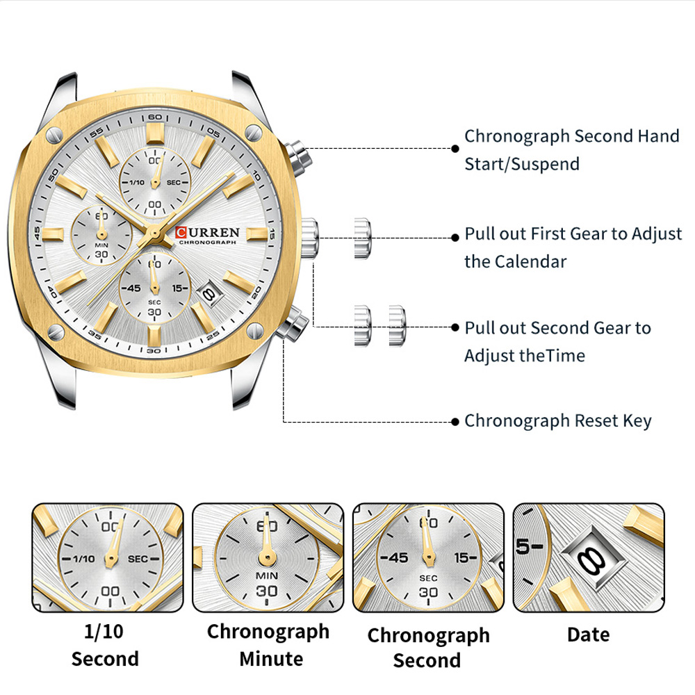 CURREN 모던 남성용 42mm 스포츠 시계 - 스테 - Jewellery Watches 리뷰 및 가격