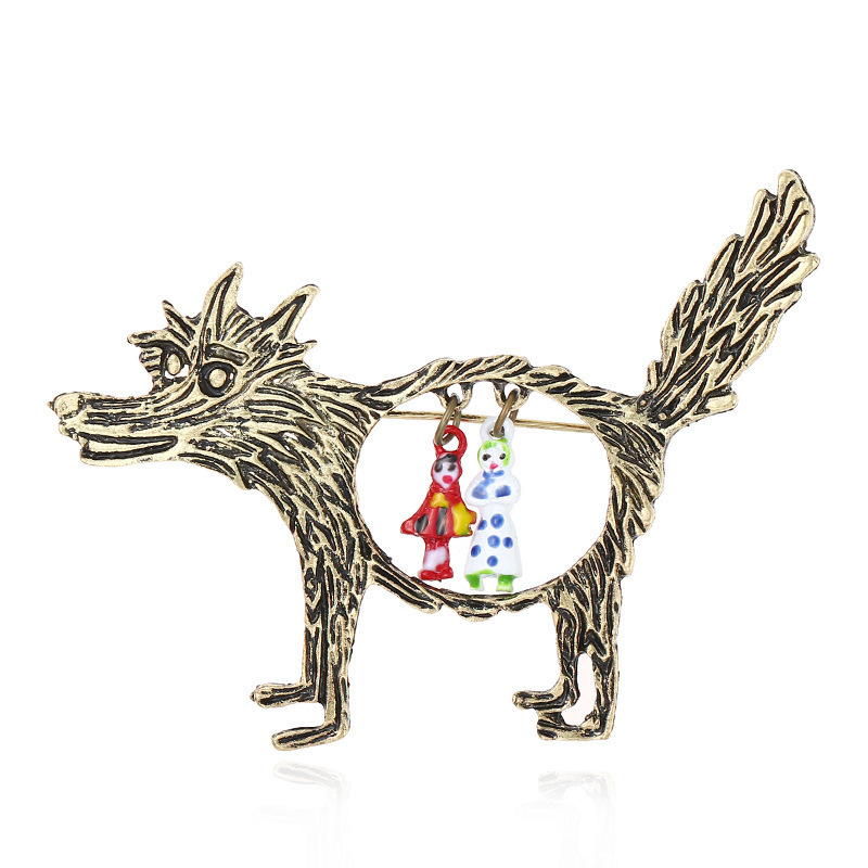 빈티지 늑대와 아기 소녀 브로치 핀, 요정 이야기 테마 - Wolf Jewelry & Watches Tampa Reviews 리뷰 및 가격